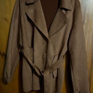 Brown Suede Trench Coat